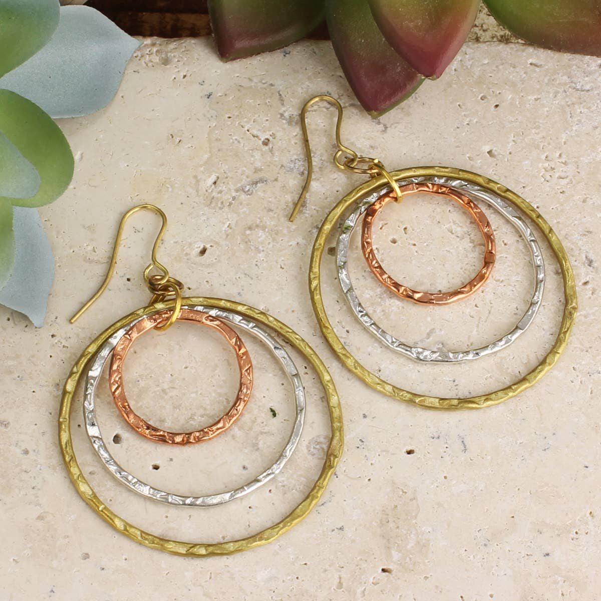 Mix it Up Mixed Metal Round Layer Earring - Spiral Circle