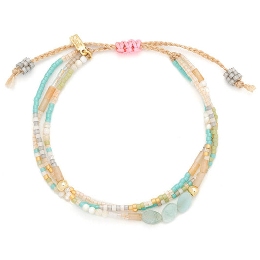 Mixed Media Bracelet - Courage/Amazonite/Gold - Spiral Circle
