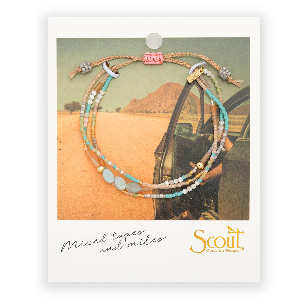 Mixed Media Bracelet - Courage/Amazonite/Gold - Spiral Circle