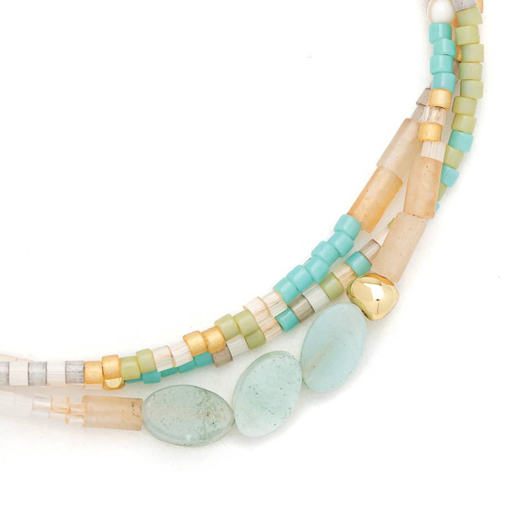 Mixed Media Bracelet - Courage/Amazonite/Gold - Spiral Circle