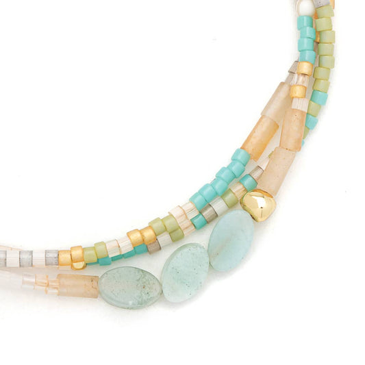 Mixed Media Bracelet - Courage/Amazonite/Gold - Spiral Circle