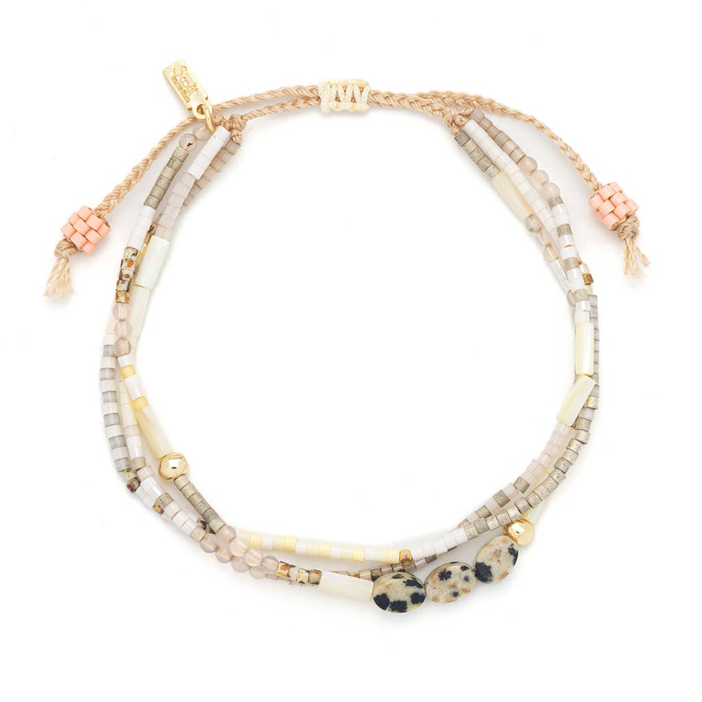 Mixed Media Bracelet - Joy/Dalmatian Jasper/Gold - Spiral Circle