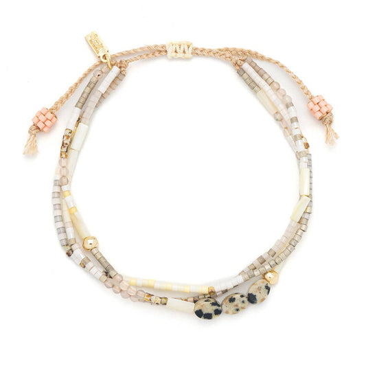 Mixed Media Bracelet - Joy/Dalmatian Jasper/Gold - Spiral Circle