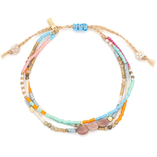 Mixed Media Bracelet - Love/Rhodochrosite/Gold - Spiral Circle