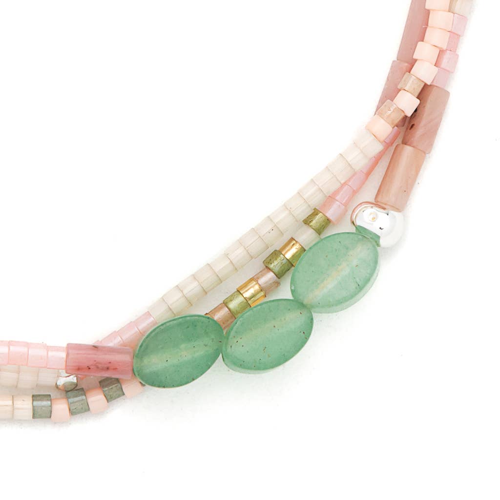 Mixed Media Bracelet - Optimism/Green Aventurine/Silver - Spiral Circle