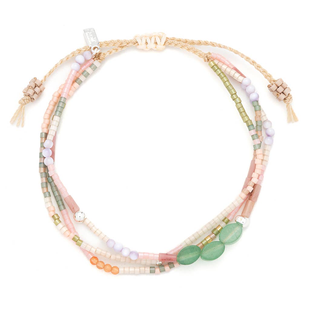 Mixed Media Bracelet - Optimism/Green Aventurine/Silver - Spiral Circle