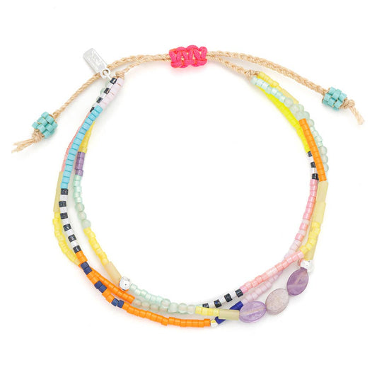 Mixed Media Bracelet - Protection/Amethyst/Silver - Spiral Circle