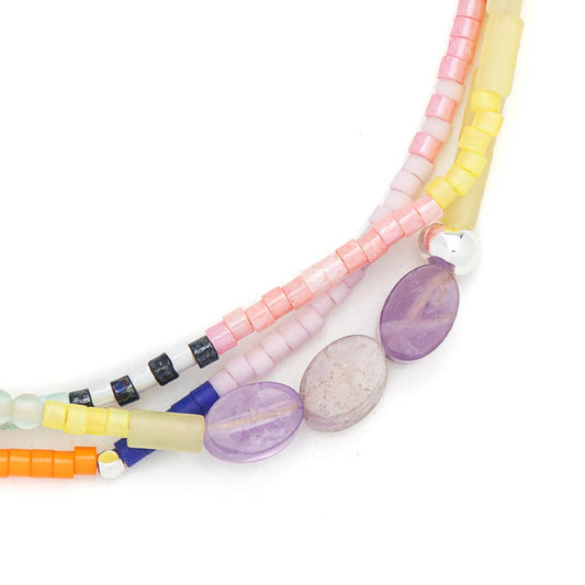 Mixed Media Bracelet - Protection/Amethyst/Silver - Spiral Circle