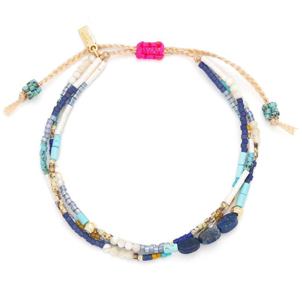 Mixed Media Bracelet - Truth/Lapis/Gold - Spiral Circle