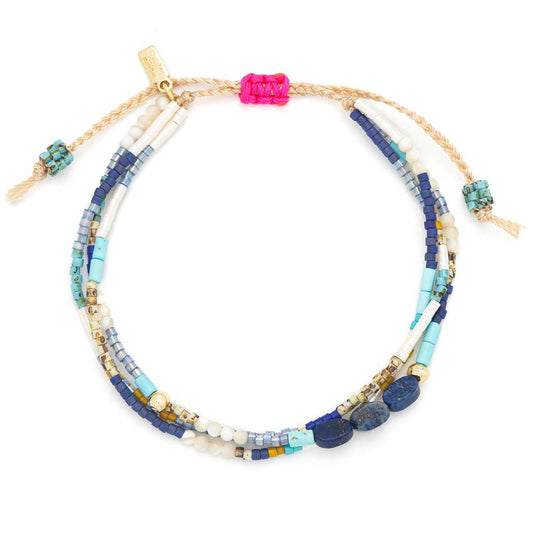 Mixed Media Bracelet - Truth/Lapis/Gold - Spiral Circle