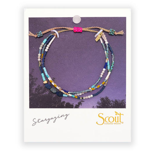 Mixed Media Bracelet - Truth/Lapis/Gold - Spiral Circle