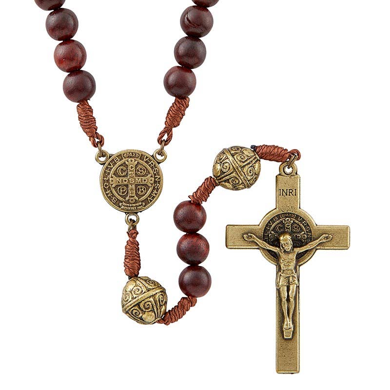 Monte Cassino | Wood Rubber Metal Rosary - Spiral Circle