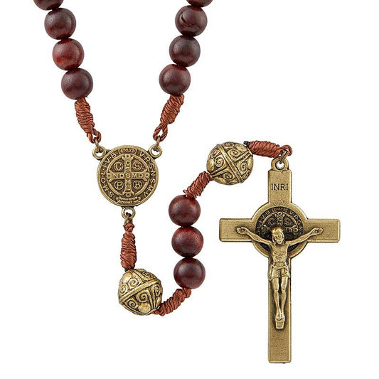 Monte Cassino | Wood Rubber Metal Rosary - Spiral Circle
