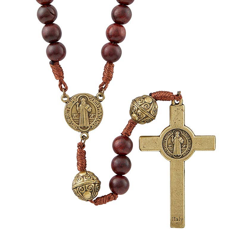 Monte Cassino | Wood Rubber Metal Rosary - Spiral Circle