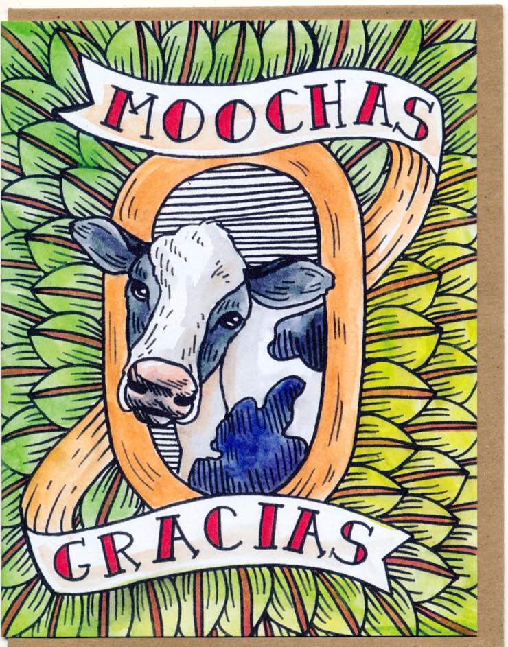 Moochas Gracias Card - Spiral Circle