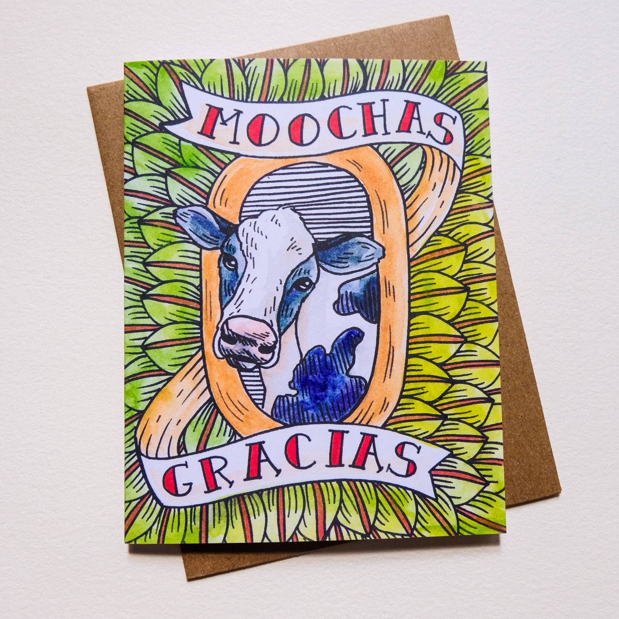 Moochas Gracias Card - Spiral Circle