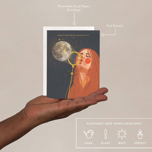 Moon Child - Birthday Card - Spiral Circle