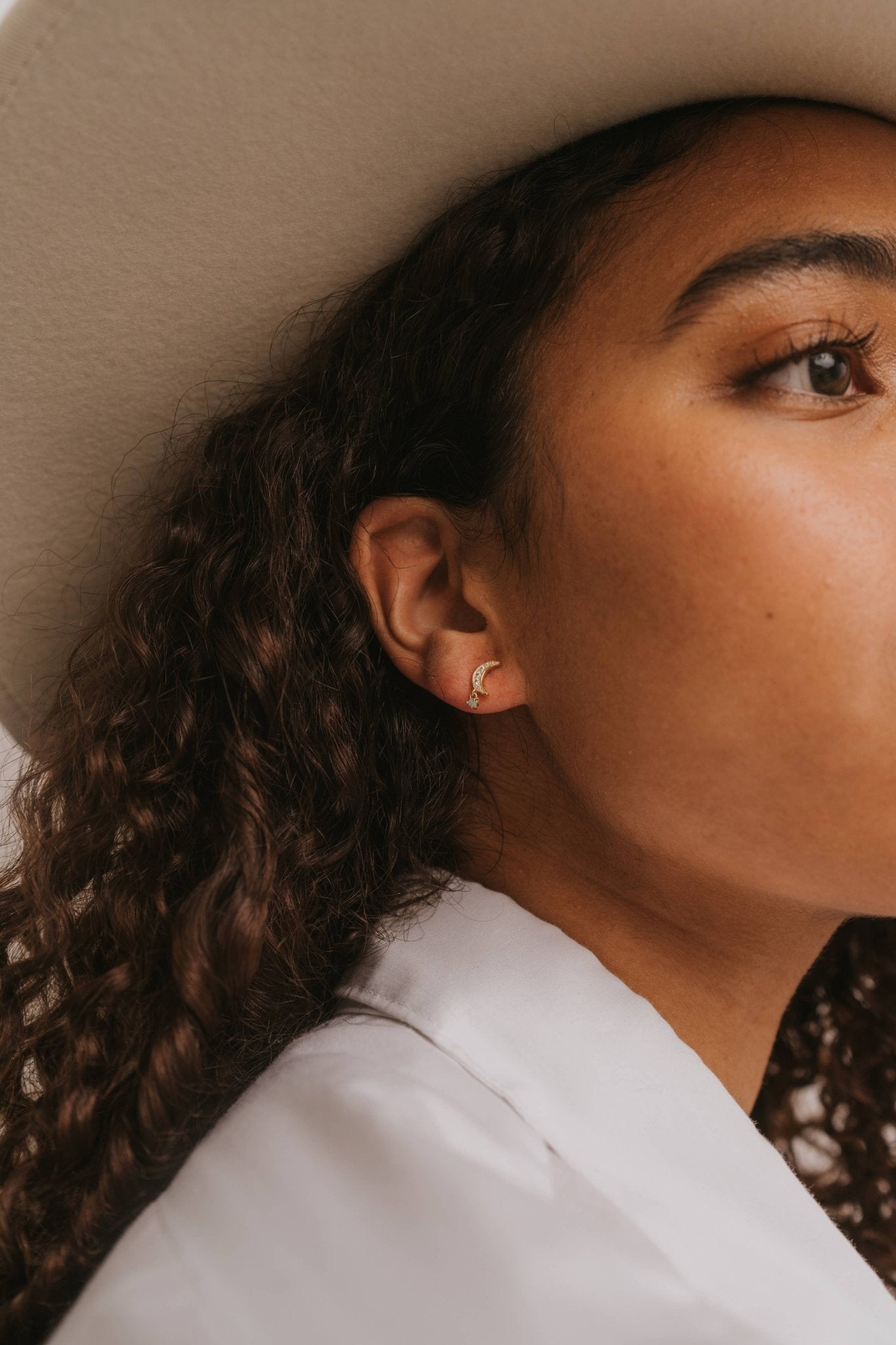 Moon Drop - Amazonite - Gold Earrings - Spiral Circle