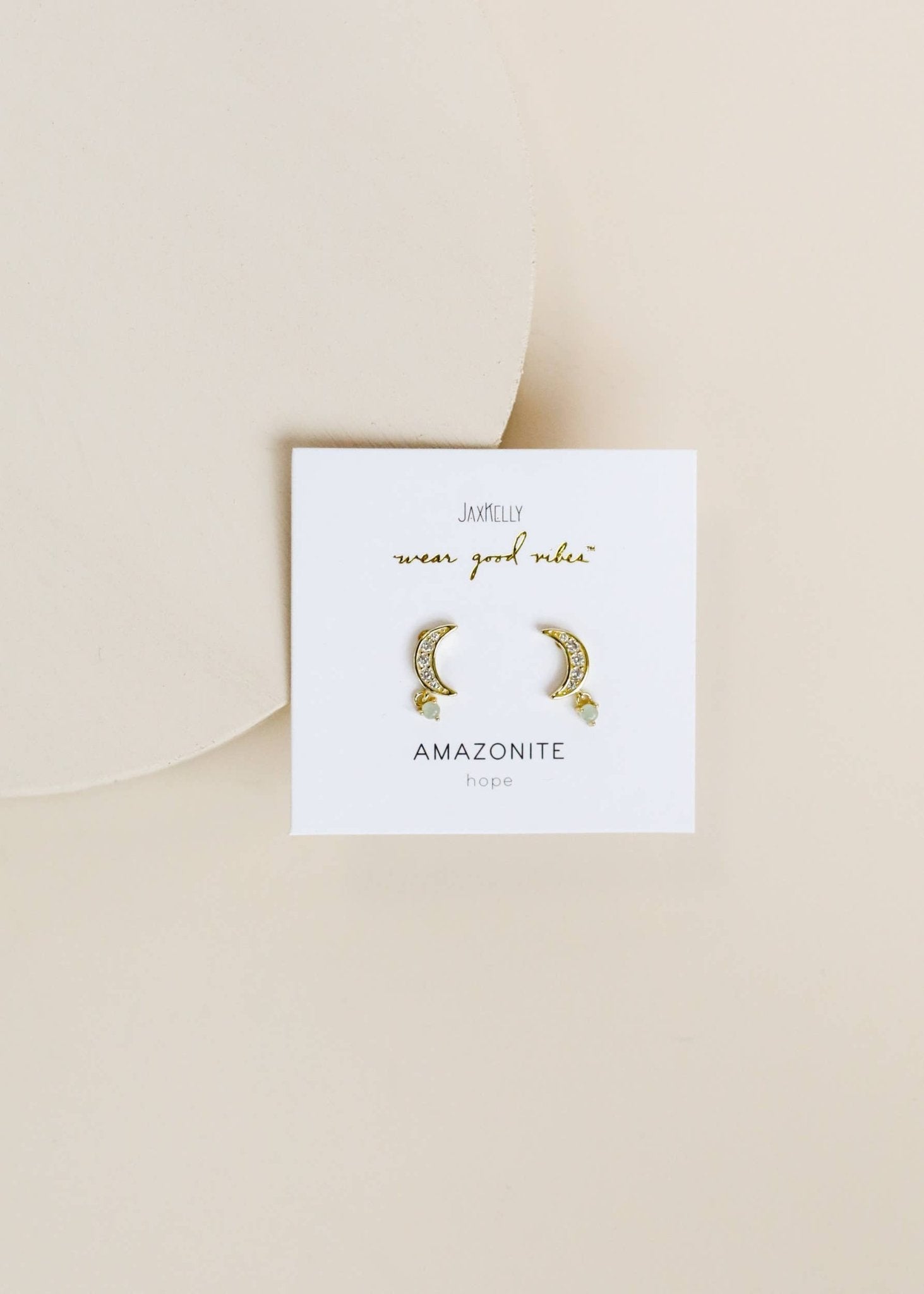 Moon Drop - Amazonite - Gold Earrings - Spiral Circle