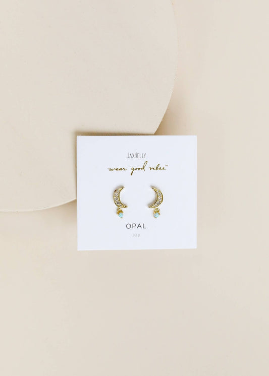 Moon Drop - Opal - Earring - Spiral Circle