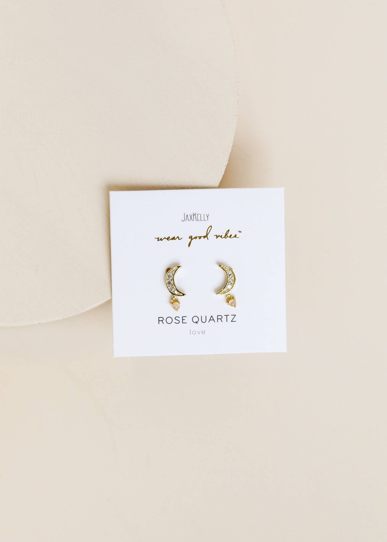 Moon Drop - Rose Quartz - Gold Earrings - Spiral Circle