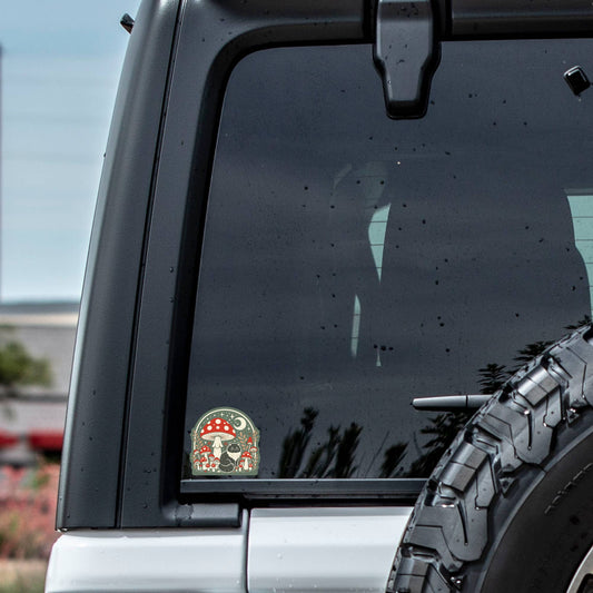 Moon Mushroom Kitty Cat Sticker - Spiral Circle