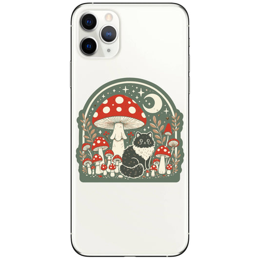 Moon Mushroom Kitty Cat Sticker - Spiral Circle
