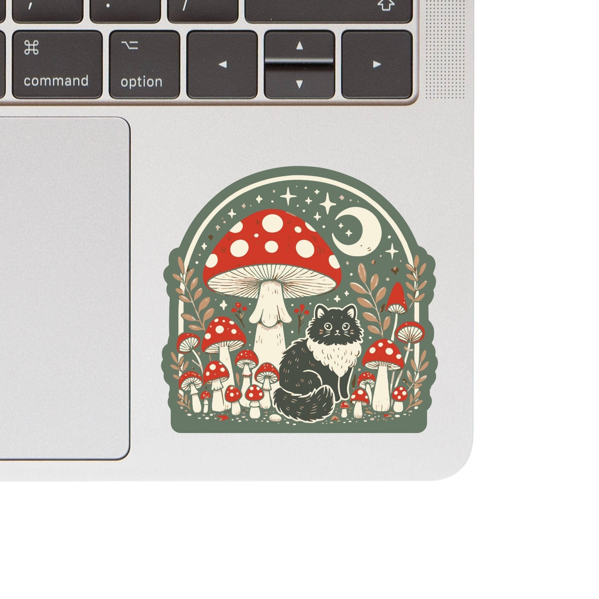 Moon Mushroom Kitty Cat Sticker - Spiral Circle