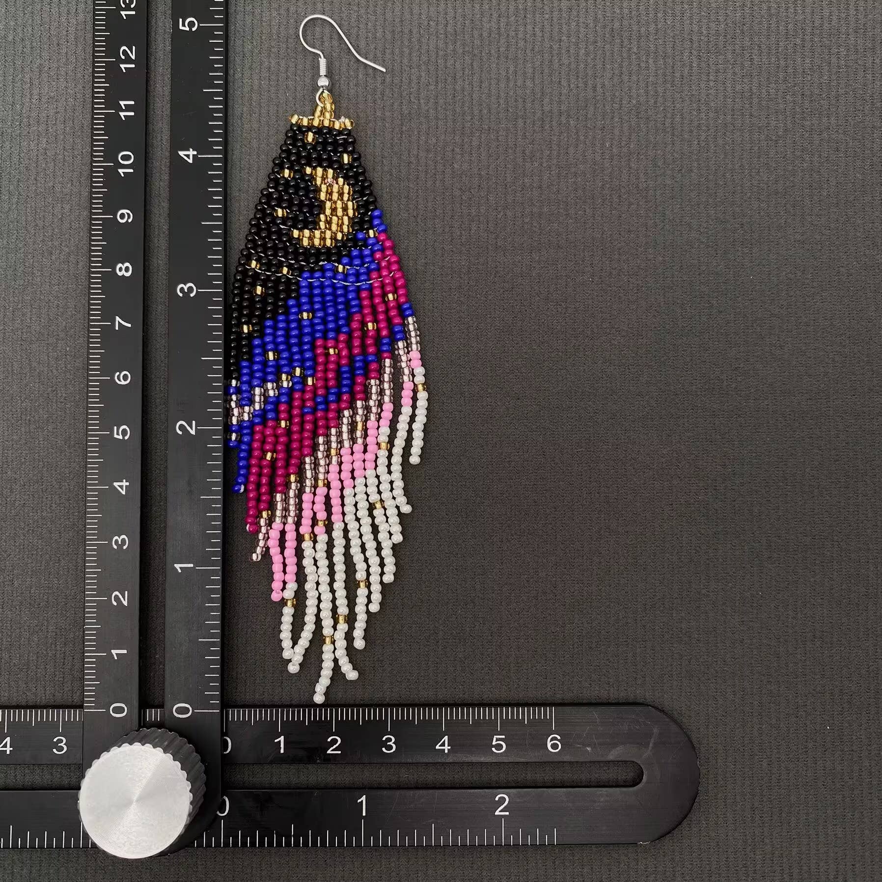 Moon Pattern Colored Beaded Earrings - Spiral Circle