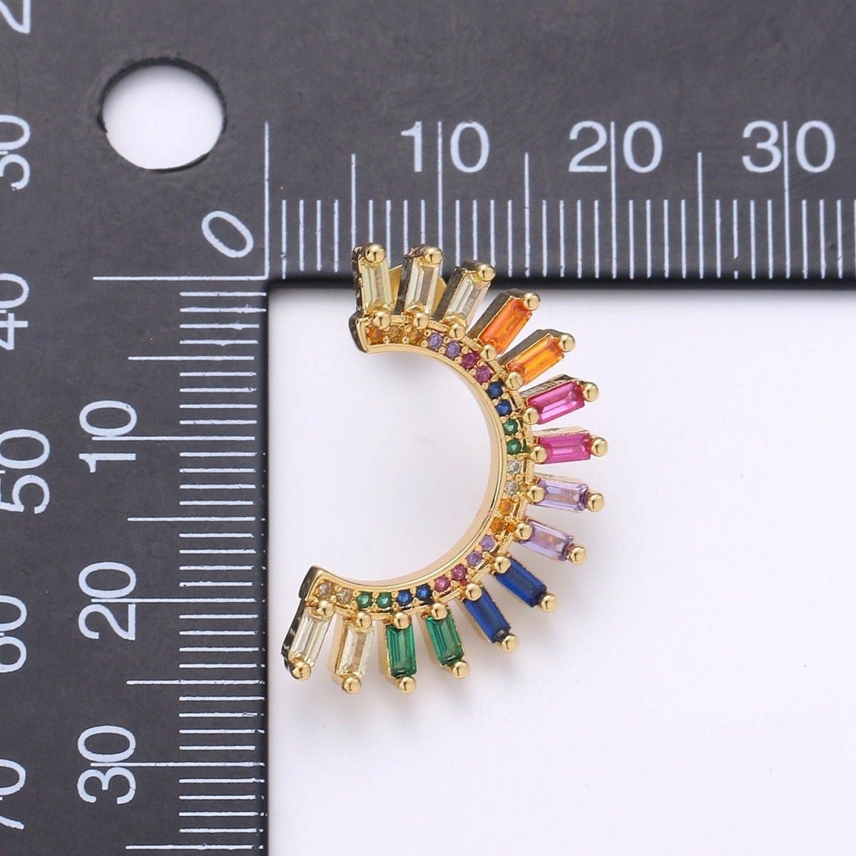 Moon Rainbow Gold Plated Stud Earrings - Spiral Circle