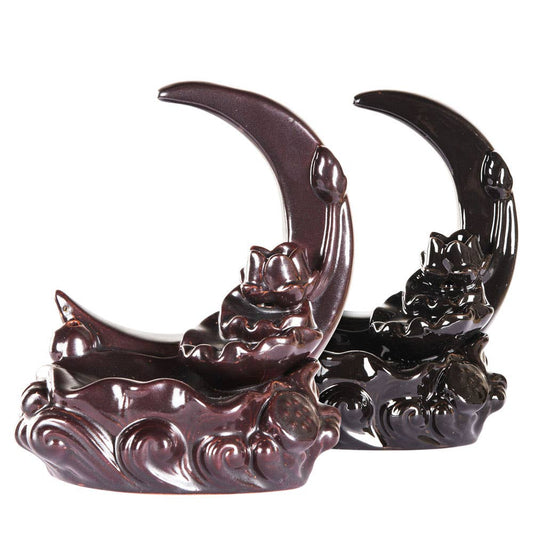 MOON WITH WATERFALL BACKFLOW CONE BURNER/ASSORTED COLORS - Spiral Circle