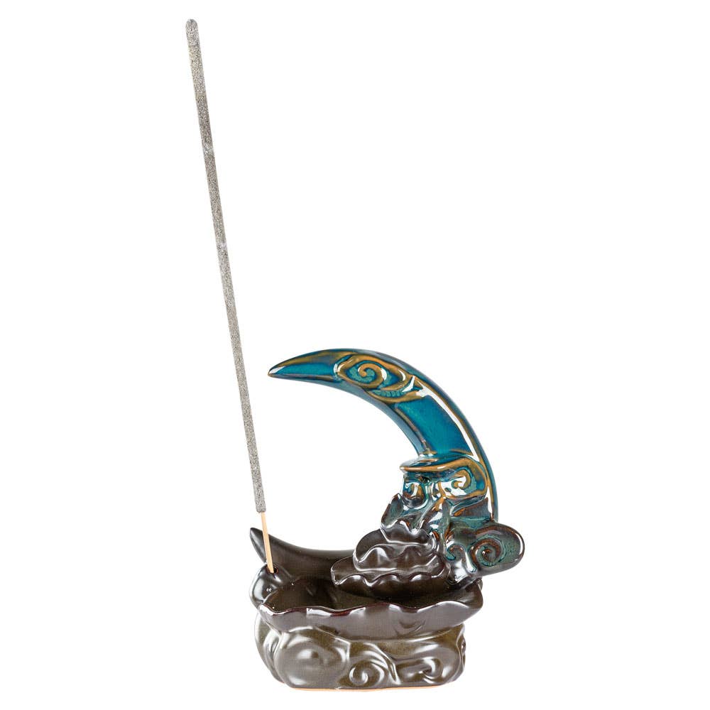 MOON WITH WATERFALL BACKFLOW CONE BURNER/ASSORTED COLORS - Spiral Circle