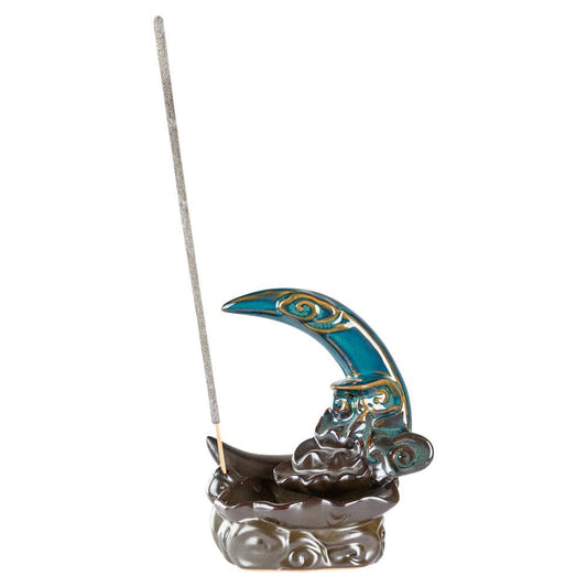 MOON WITH WATERFALL BACKFLOW CONE BURNER/ASSORTED COLORS - Spiral Circle