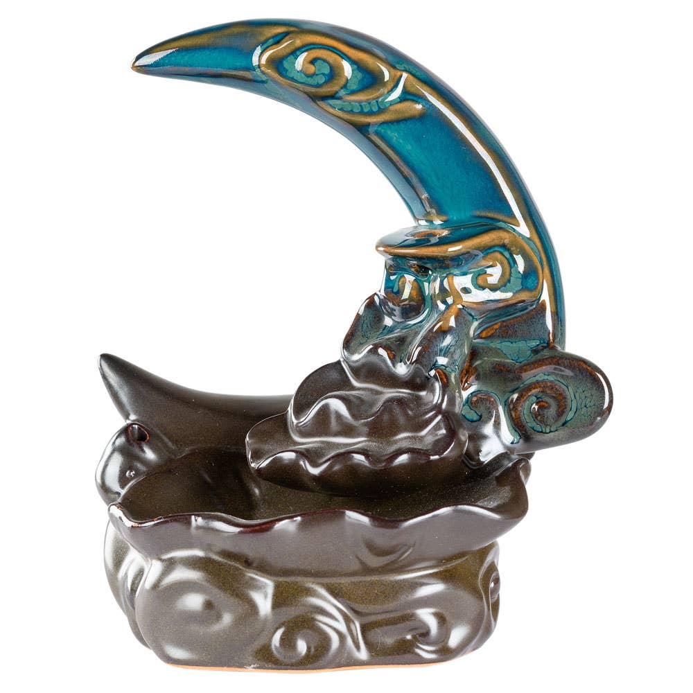 MOON WITH WATERFALL BACKFLOW CONE BURNER/ASSORTED COLORS - Spiral Circle