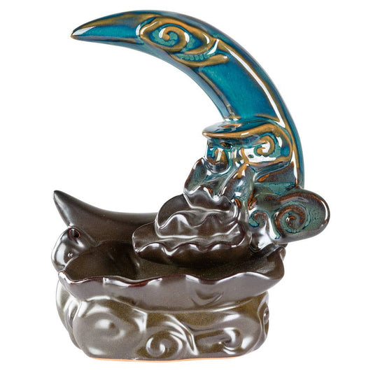 MOON WITH WATERFALL BACKFLOW CONE BURNER/ASSORTED COLORS - Spiral Circle