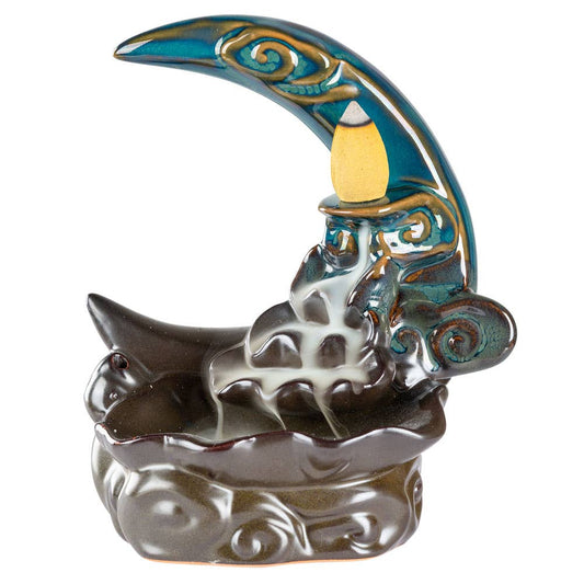 MOON WITH WATERFALL BACKFLOW CONE BURNER/ASSORTED COLORS - Spiral Circle