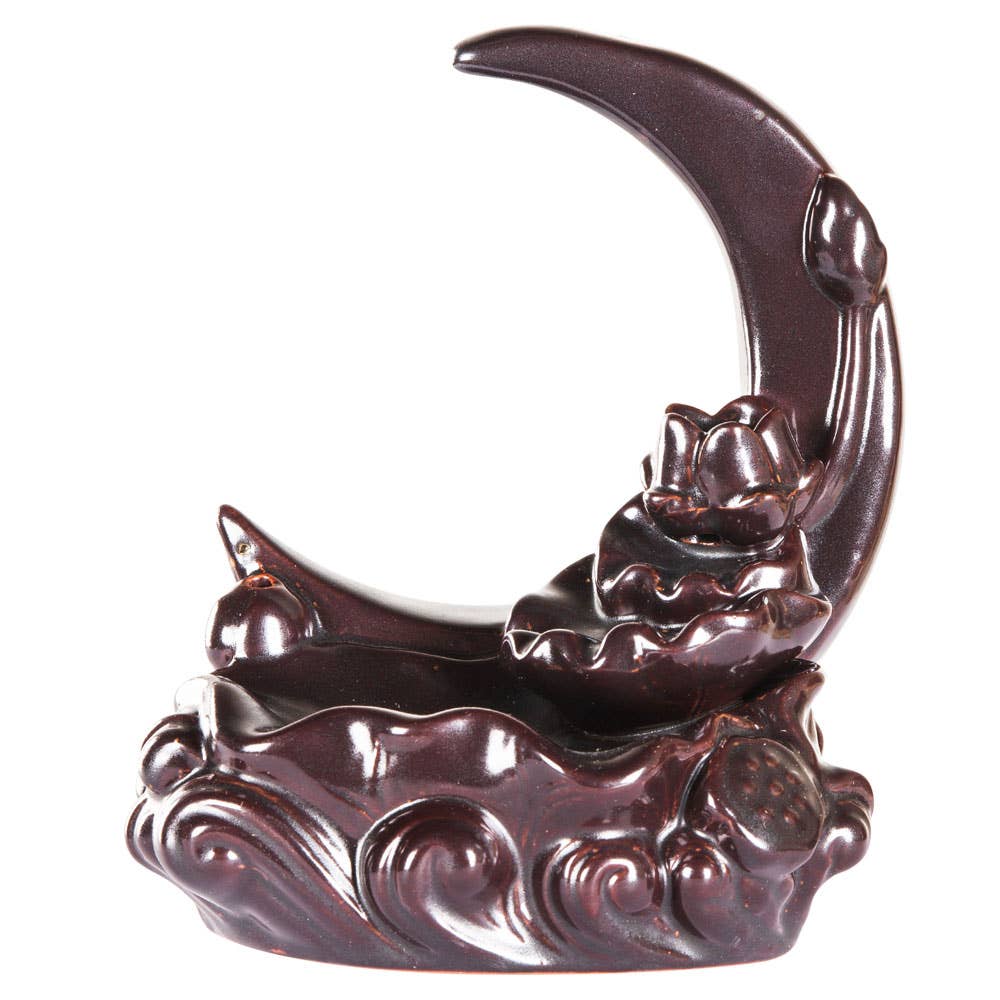MOON WITH WATERFALL BACKFLOW CONE BURNER/ASSORTED COLORS - Spiral Circle