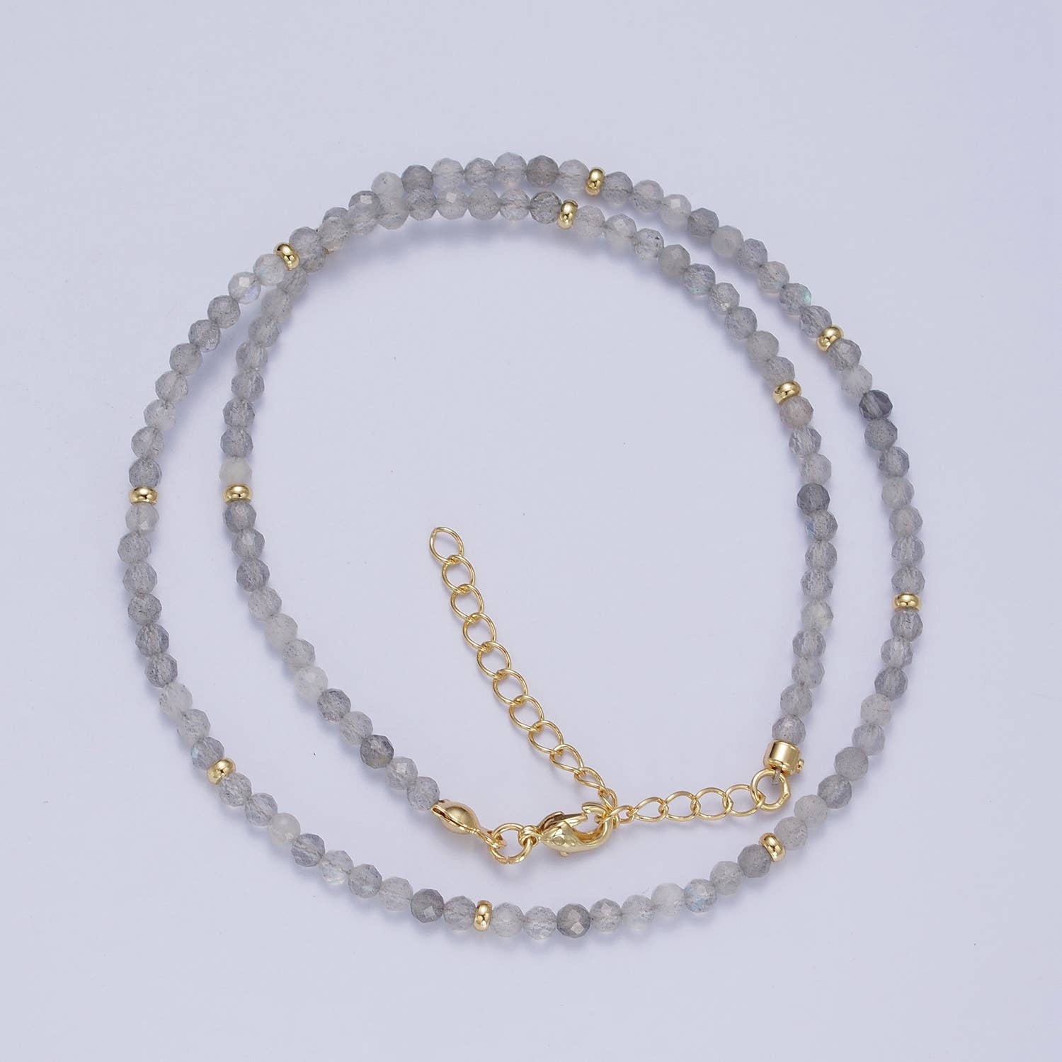 Moonstone Beaded with Gold Spacers Necklace - Spiral Circle