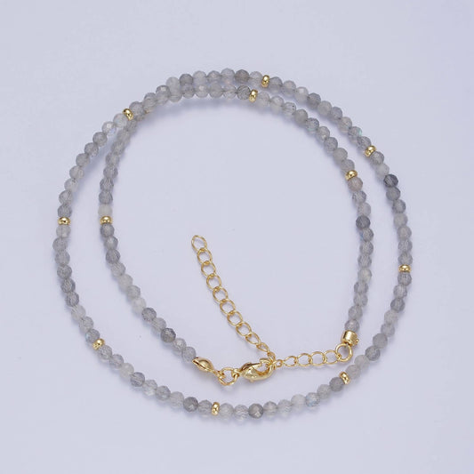 Moonstone Beaded with Gold Spacers Necklace - Spiral Circle