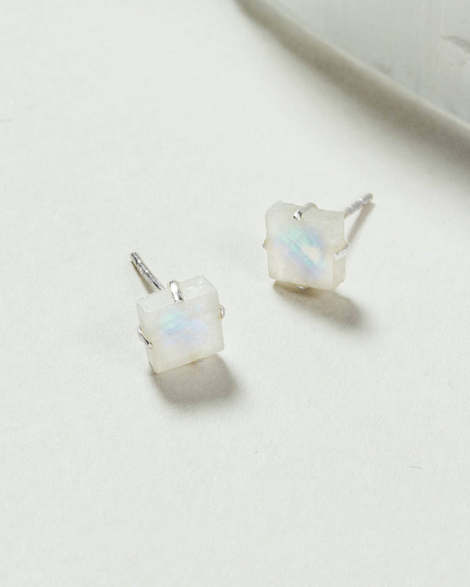 Moonstone Beauty Stud Earrings | Sterling Silver - Spiral Circle