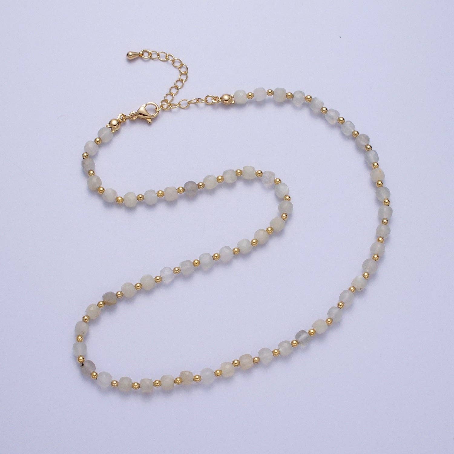 Moonstone Cube Gemstone Necklace - Spiral Circle