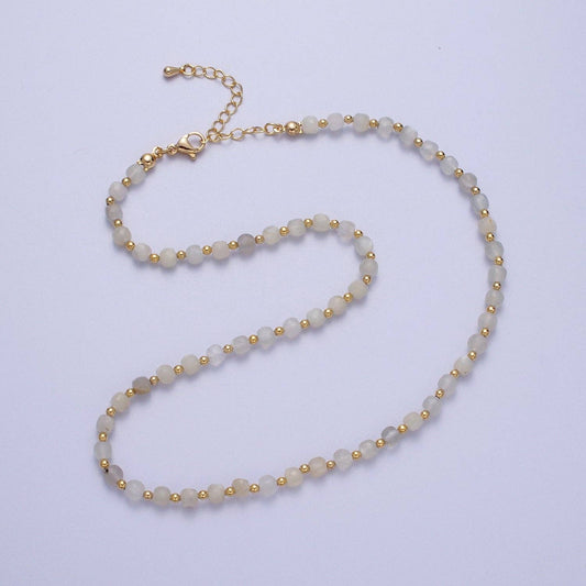 Moonstone Cube Gemstone Necklace - Spiral Circle