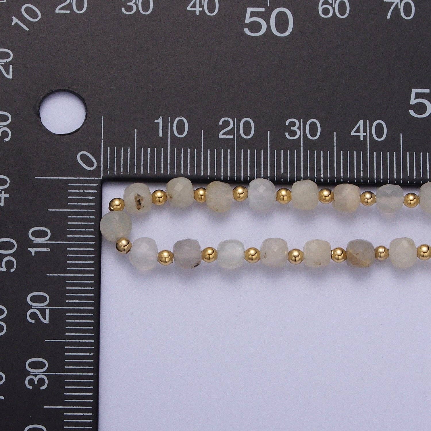 Moonstone Cube Gemstone Necklace - Spiral Circle