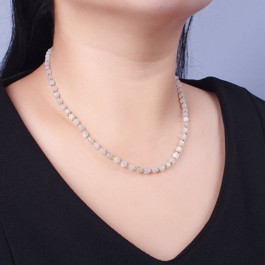 Moonstone Cube Gemstone Necklace - Spiral Circle