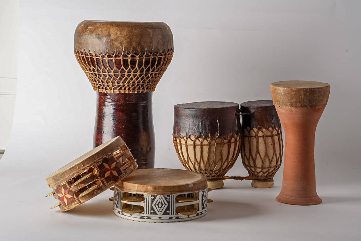 Moroccan Taarija Hand Drum - Spiral Circle