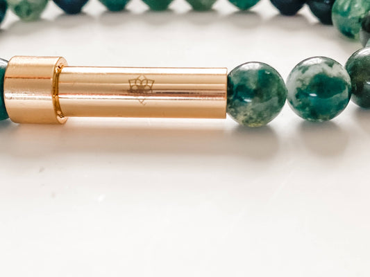 Moss Agate Wish bead Bracelets - gift box - Spiral Circle