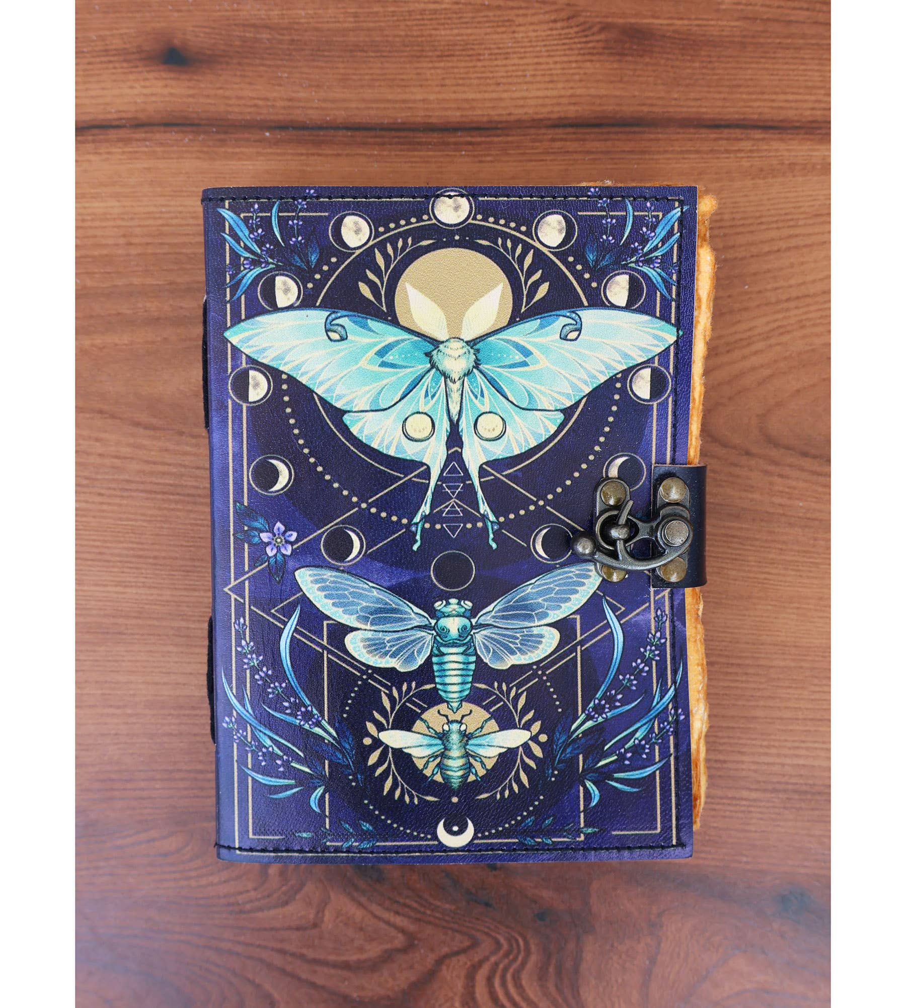 Moth Leather Journal | Grimoire Celtic Book Diary Journal - Spiral Circle