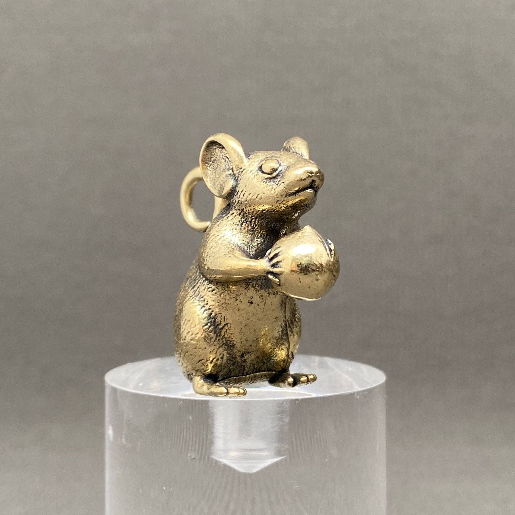Mouse Snack | Brass Figurine - Spiral Circle