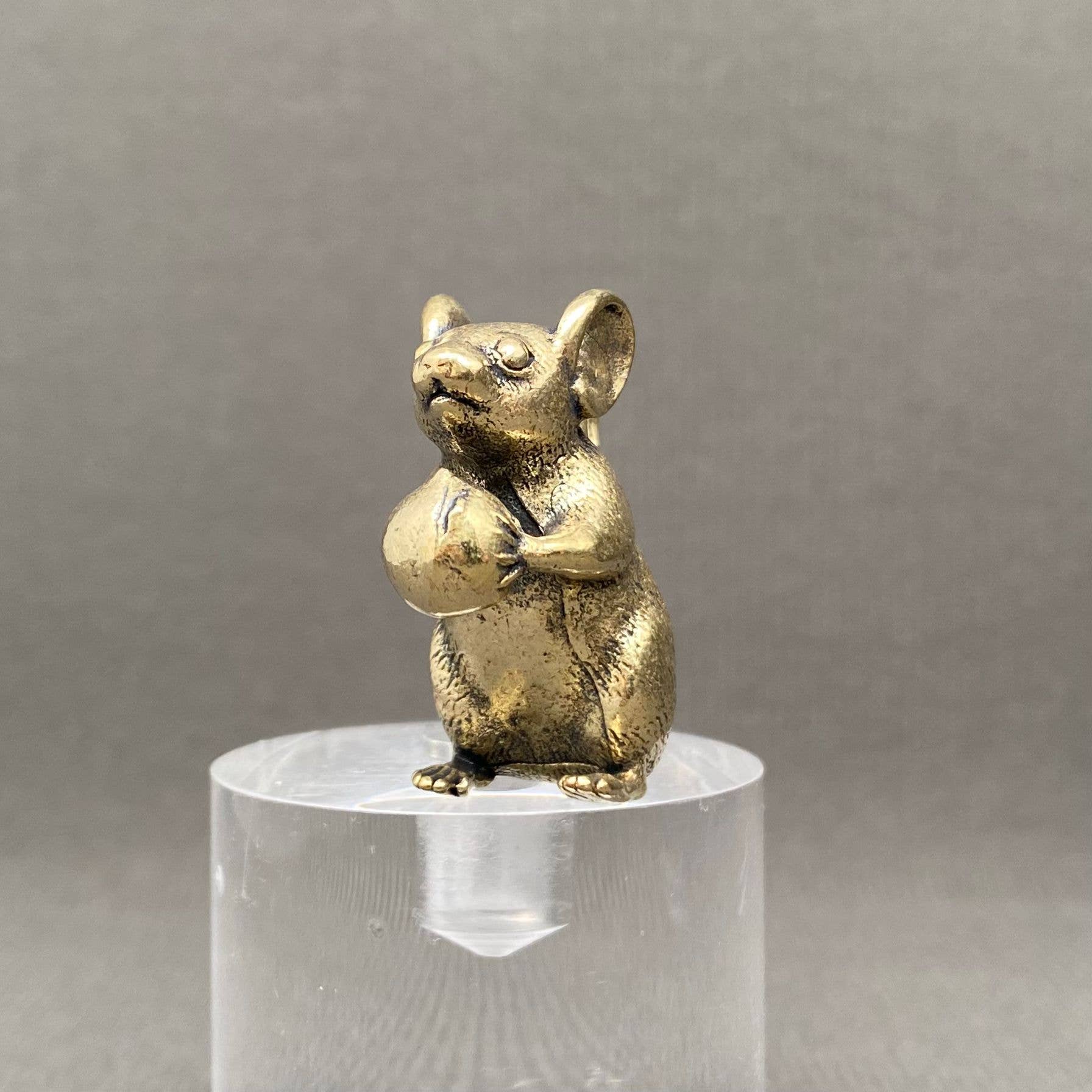 Mouse Snack | Brass Figurine - Spiral Circle