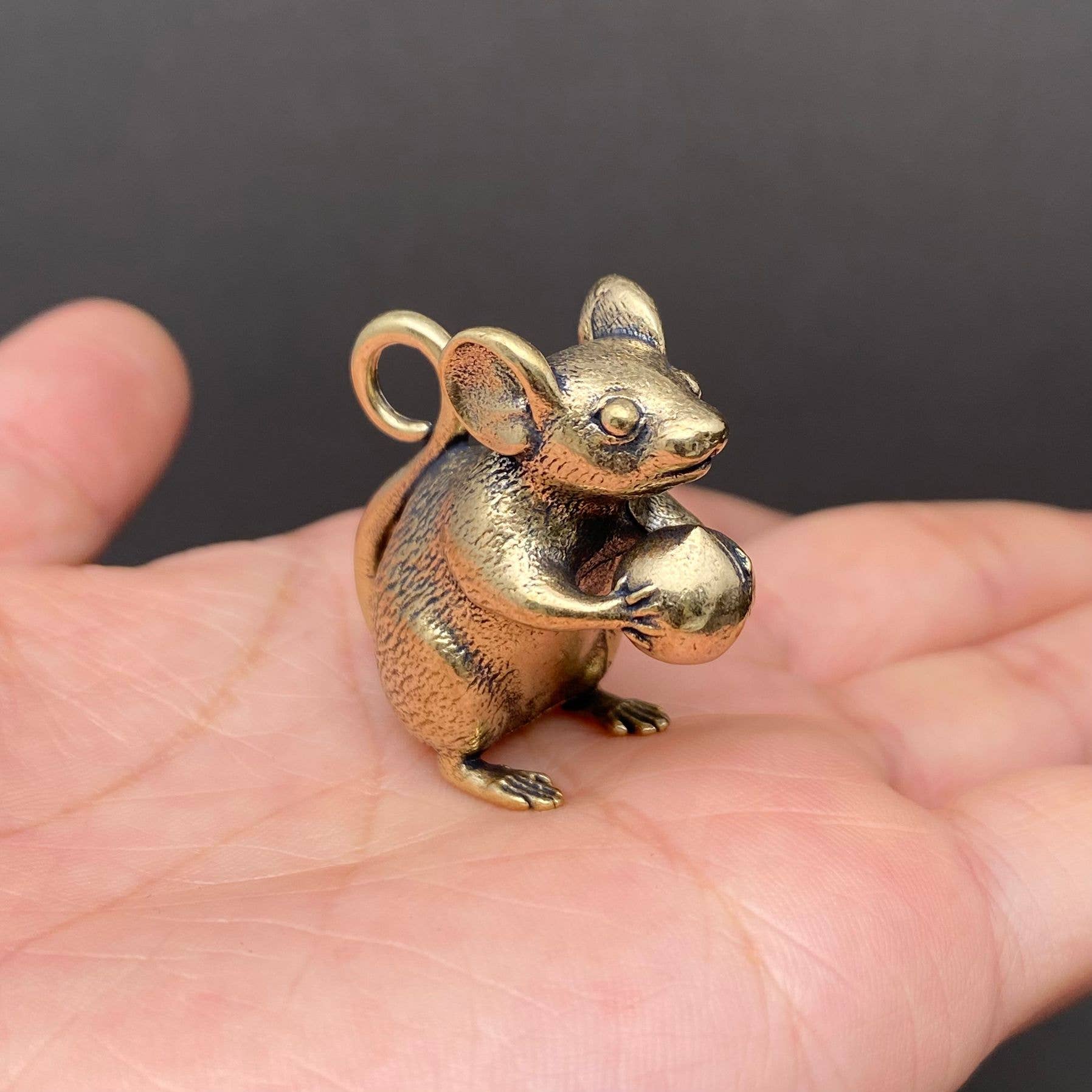 Mouse Snack | Brass Figurine - Spiral Circle